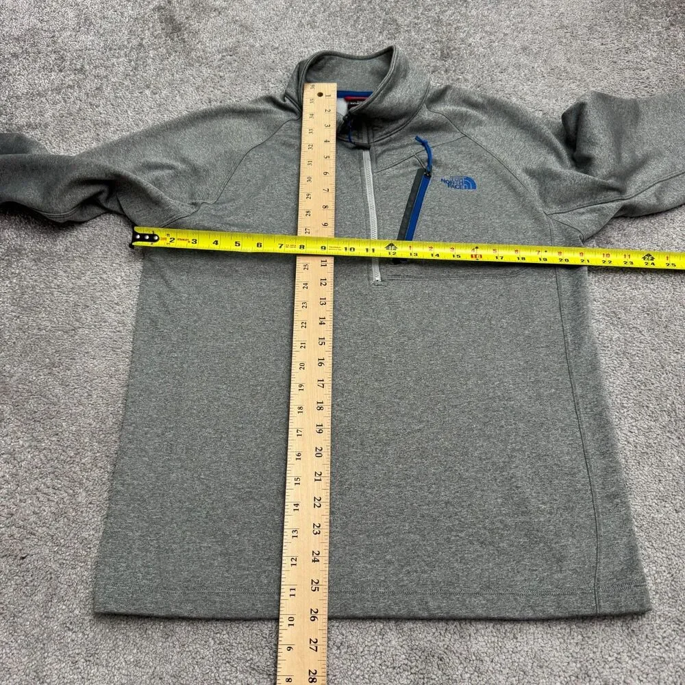 The North Face Quarter Zip Fleece Pullover Jacket Mens Medium Gray Blue Outdoor